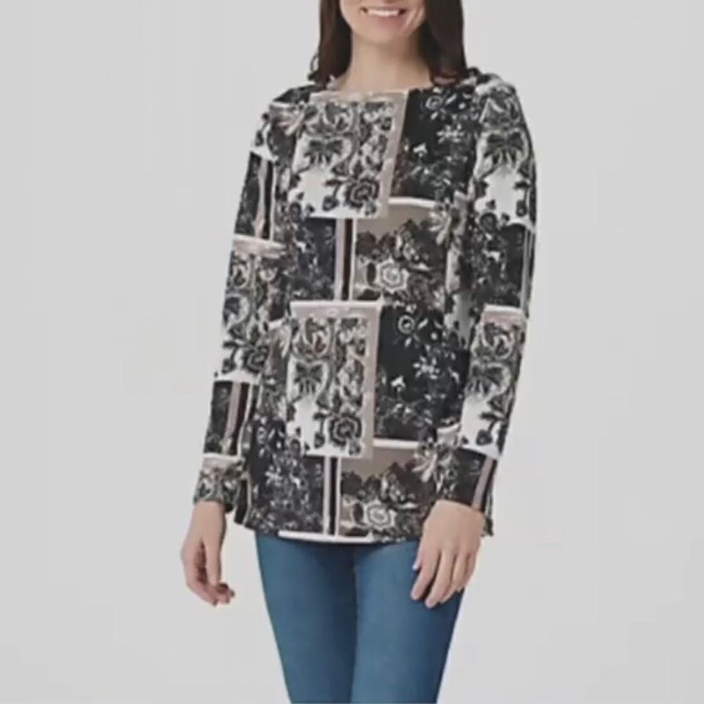 Denim & Co. Heavenly Printed Jersey Boat Neck Tunic